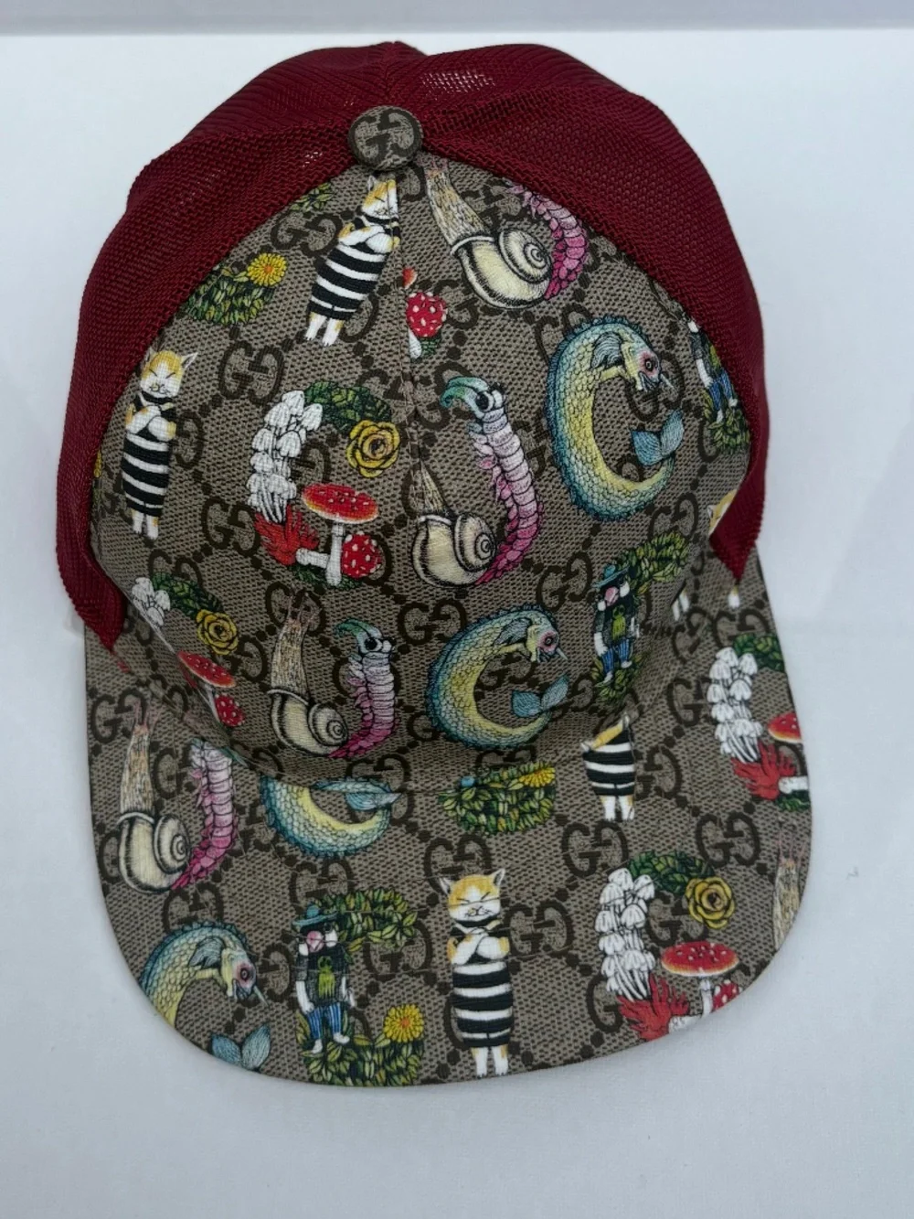 Authentic Gucci Kids GG Supreme Animal Print Mesh Cap Hat M 54cm